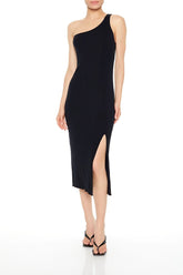 Ribbed One-Shoulder Midi Dress