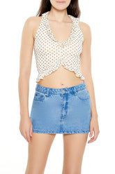 Polka Dot Mesh Crop Top