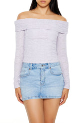 Foldover Off-the-Shoulder Lace Top