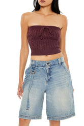 Cable Knit Cropped Tube Top