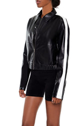 Cropped Colorblock Moto Jacket