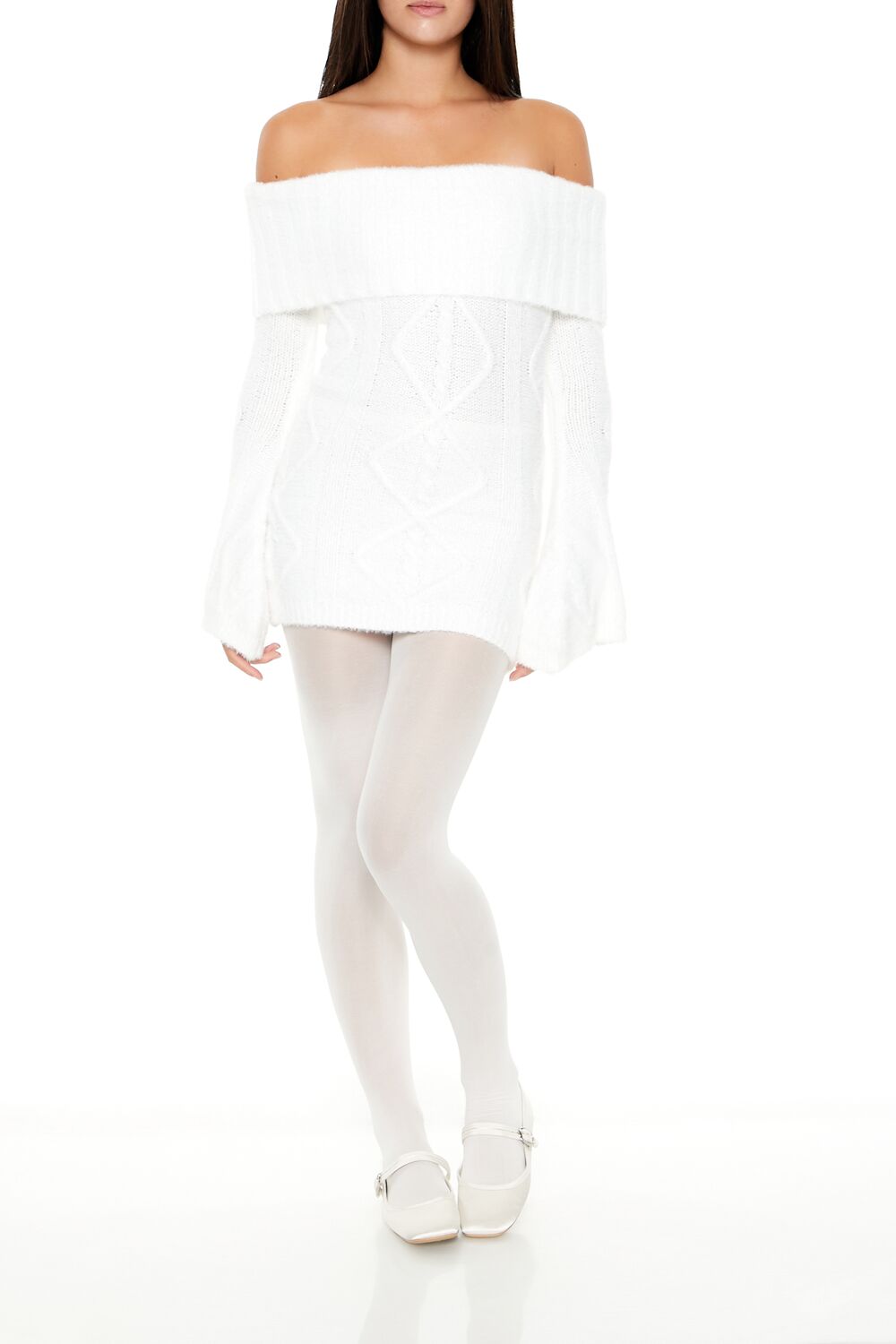 forever 21 white knit dress Plus Size Turtleneck Mini Sweater Dress