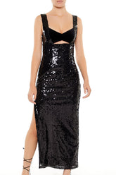 Sequin Cutout Maxi Dress