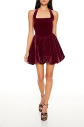 Halter Bubble-Hem Mini Dress