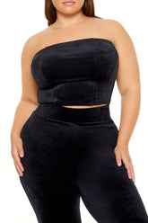 Plus Size Velour Cropped Tube Top