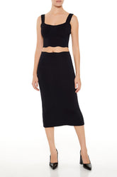 Sweater-Knit Midi Skirt