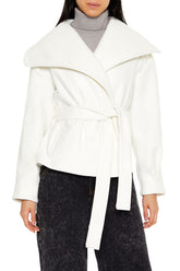 Brushed Tie-Waist Wrap Coat