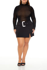 Plus Size Mesh Rhinestone Bodysuit