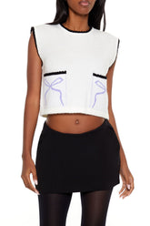 Cropped Bow Sweater Vest