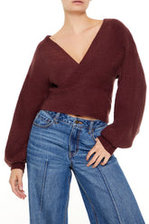 Peasant-Sleeve Surplice Sweater