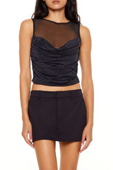 Rhinestone Illusion Crop Top