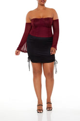 Plus Size Drawstring Mini Skirt