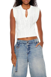 Cropped Cable Knit Sweater Vest