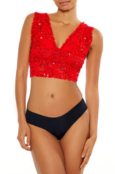 Sequin Lace Lingerie Crop Top