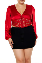 Plus Size Satin Corset Crop Top