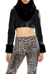 Faux Leather & Fur Cropped Jacket