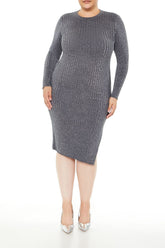 Plus Size Glitter Knit Midi Dress