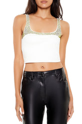Rhinestone Cropped Tank Top