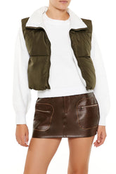 Quilted Cropped Zip-Up Vest