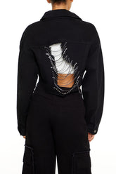 Rhinestone Chain Denim Jacket
