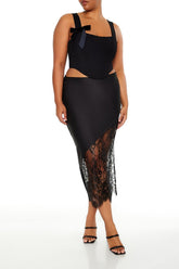 Plus Size Eyelash Lace Midi Skirt