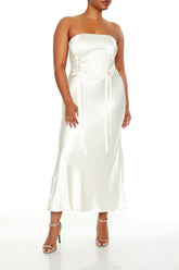 Plus Size Lace-Up Corset Maxi Dress