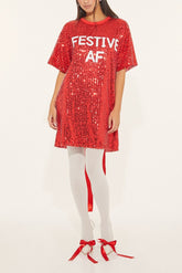 Sequin Festive AF T-Shirt Dress