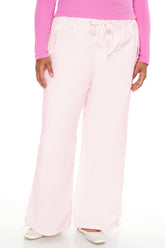 Plus Size Velvet Wide-Leg Drawstring Joggers