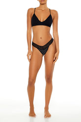 Lace-Trim Polka Dot Thong Panties