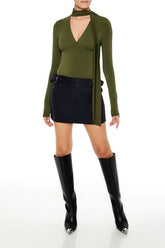 Plunging Scarf Bodysuit