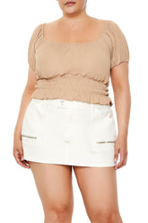 Plus Size Ribbed Knit Crop Top