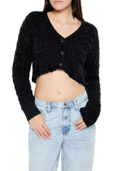 Cable Knit Cropped Cardigan Sweater