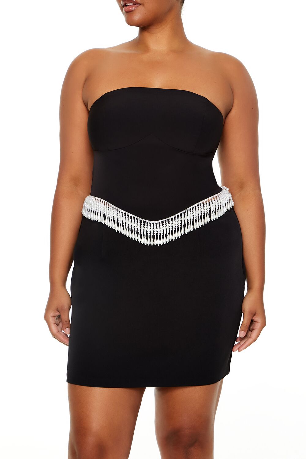 Plus Size Beaded-Trim Tube Top in Black | Size: 2X by Bonton Plus Size Beaded-Trim Tube Top in Black | Size: 2X by Bonton