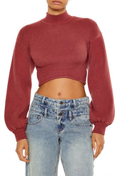 Mock Neck Cropped Sweater