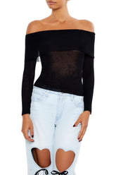 Foldover Off-the-Shoulder Sweater
