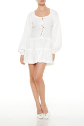 Peasant-Sleeve Mini Dress