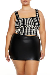 Plus Size Sweater-Knit Houndstooth Tank Top