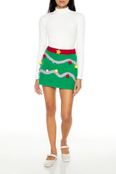 Gift Topper Sweater-Knit Mini Skirt