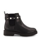 Jade Strap Ankle Chelsea Boot With Pearl Ankle Strap Black