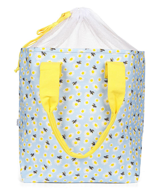 Daisy and Bees Makeup and Tote Bag Set Light Blue