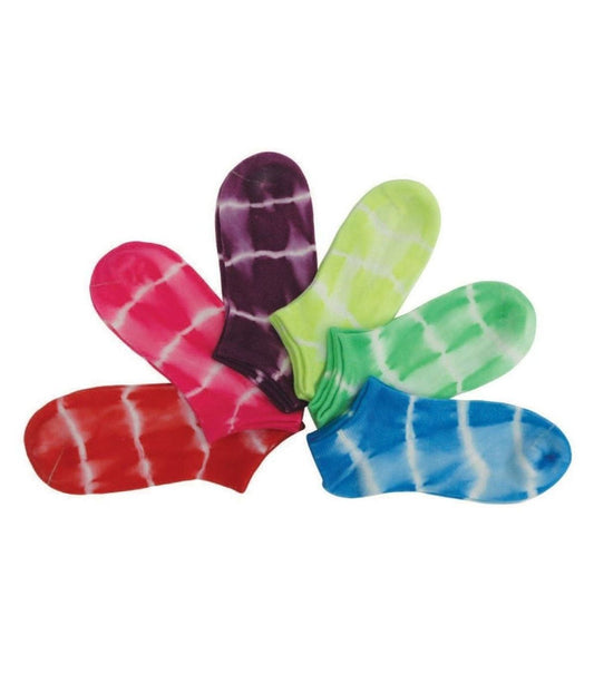 Tie Dye Low-Cut Athletic Socks 6-Pack Asst Colors