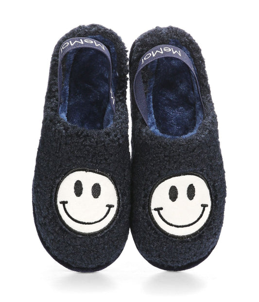 Kids' Shaggy Smiley Face Non-Skid Slippers Navy