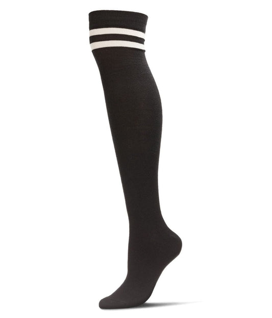 Top Stripe Cashmere Blend Over The Knee Warm Socks Black