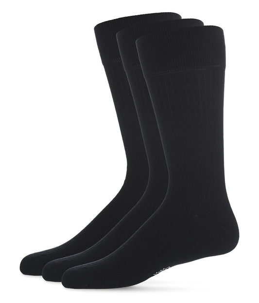 Thin Ribbed Men's Mercerized Cotton Socks 3 Pack Black
