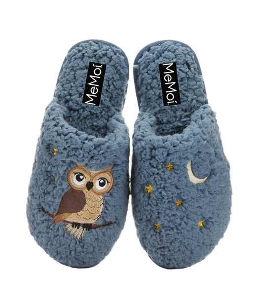 Night Owl Plush Slippers Denim