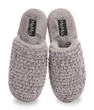 Woven Chenille Textured Plush Slippers Gray