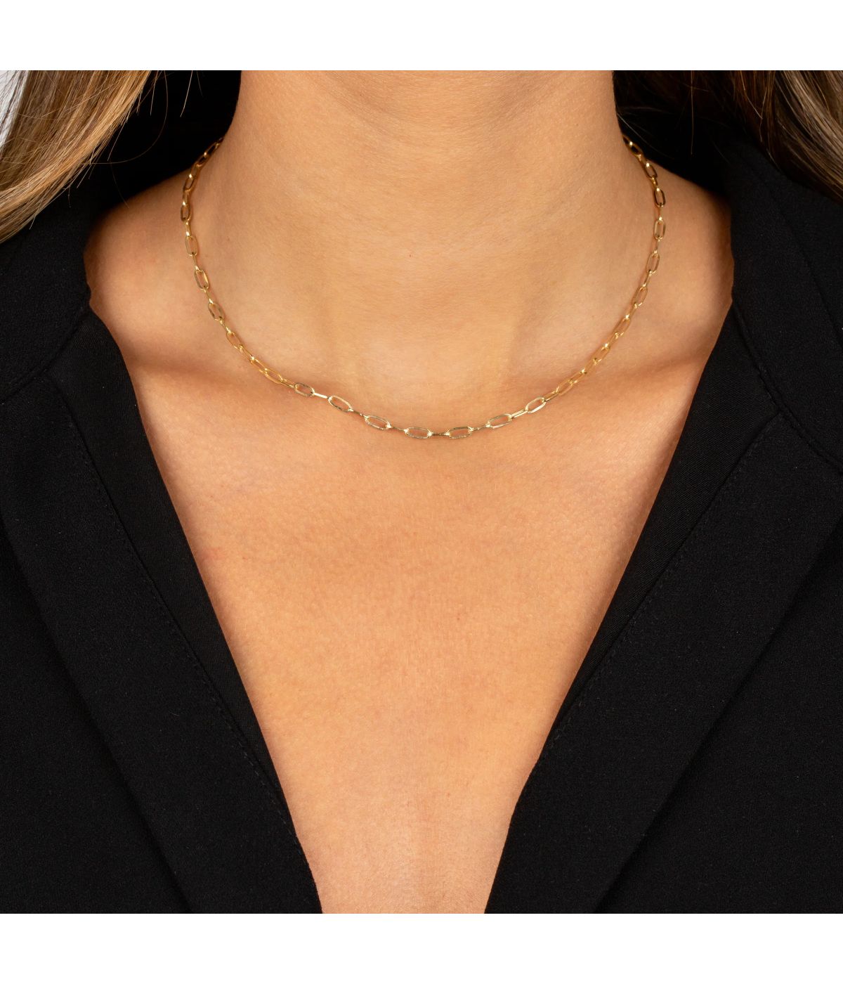 Small Paperclip Necklace 14K Gold
