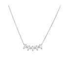 Cz Multi Marquise Curved Bar Necklace Silver