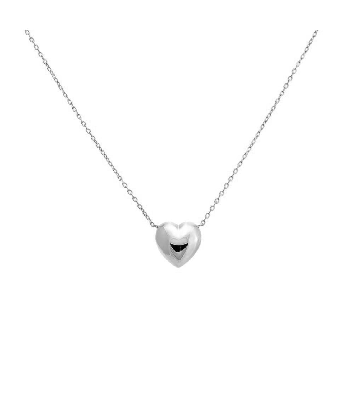 Puffy Heart Necklace Silver