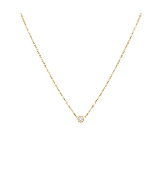 Colored Mini Solitaire Bezel Necklace Gold